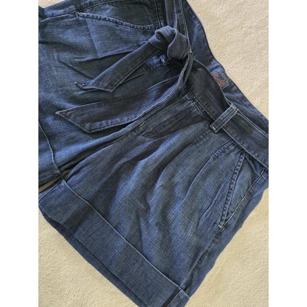Lucky Brand Womens Pleated Denim Jean Shorts Size 8/29 with Belt - Picture 3 of 6